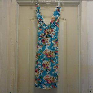 FRENCH GIRL SUNSHINE GIRL BELLE DE JOUR ROBINS EGG BLUE W FLOWERS SUNDRESS L